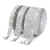 3 Rolos De Fita De Diamante Autoadesiva De Strass De Cristal De 6 6 Metros Adesivos De Fita De Diamante DIY Com Strass De 2 Mm Para Artesanato Rolos De Fita Prata Brilhante Para Telefone Decoração