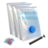 3 Saco À Vácuo Embalagem Organizador 60x80 Médio Coberta Toalha Edredom Roupas Mala Viagem Bomba De Sucção