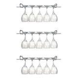 3 Suportes Taças Cromado Decoração Adega Bar Vinho 25cm