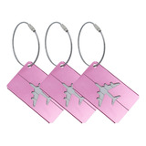 3 Tags Identificador Mala Marcador Bagagem Viagem Resistente Cor Rosa