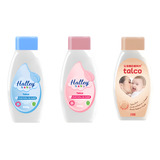3 Talcos P Bebês 1 Azul 1 Rosa Halley Baby 1 Talco Usederm