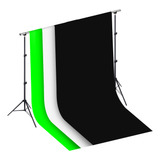 3 Tecidos 2x3 Preto branco verde Sup Fundo Infinito Foto