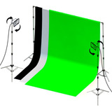 3 Tecidos 3x3 Preto branco verde suporte bolsa 2 Sup Holofot