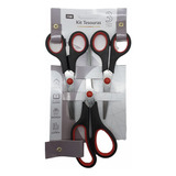 3 Tesouras Aço Inox Multiuso Papel Tecido Cozinha Costura