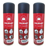 3 Tinta Spray Alta Temperatura Preto Fosco Motor Escape Roda