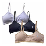 3 Top Cotton Com Bojo Soft Removível Juvenil E Adulto Teen