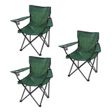 3 Und Cadeiras Camping Verde Dobrável