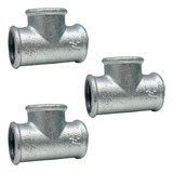 3 Uni Tee Aço Galvanizado Rosca Bsp Fêmea 1 1 4 Polegada