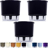 3 Vaso Raiz Autoirrigavel 16x14cm Preto Área Interna Externa