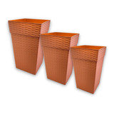 3 Vasos Coluna Rattan P Flores E Plantas 10l 17l 28l Marrom