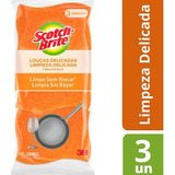 3 X Esponja Scotch brite Não Risca Limpeza Delicada Laranja