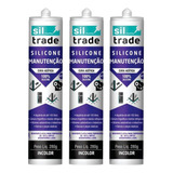 3 X Silicone Manutenção Incolor Siltrade 280g Aquário