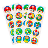 30 Adesivos Redondo Decoração Super Mario