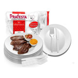 30 Kit Churrasco Faca Garfo Prato Descartável 90 Un