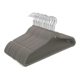 30 Cabides Slim Finos Veludo Antideslizantes Aveludado Cinza