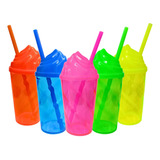 30 Copos Twister 300ml C Tampa Chantilly Neon Sortido