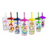 30 Copos Twister Shake C Tampa E Canudo Personalizado