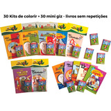30 Kits Livros De Colorir Atividades Variados 30 Mini Giz