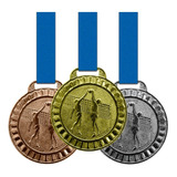 30 Medalhas 35mm Vôlei Ouro Prata Bronze Aço Com Fita