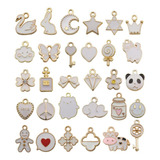 30 Pçs Pingente Zamac Branco Infantil Pulseira Brinco