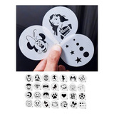 30 Stencil Personagens Infantis Pintura Facial Decorar Café Cor Branco