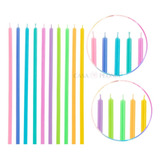 30 Velas Aniversário Palito Colorida Arco Iris Rainbow 15cm