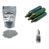 300 Esferas Airsoft 6mm + 5 Cilindros Co2 + Silicone