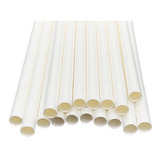 300 Canudo De Papel Biodegradável Branco 8mm Milkshake Açaí