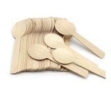 300 Colherzinha De Madeira Descartável Biodegradável 10 Cm