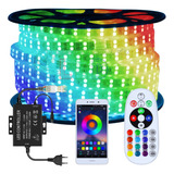 30mts Mangueira Led Chata 5050 Rgb Ip67 + Controle Bluetooth
