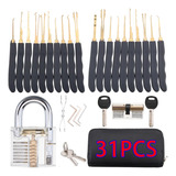 31pcs Lock Pick Toolkit Com Cadeado Transparente De Prática