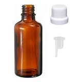 35 Frascos De Vidro Âmbar Com Batoque Gotejador 50ml Lacre Cor Branco
