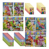35 Livrinhos Infantil Colorir Unicornio 35 Cxs Mini Giz Cera