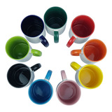 36 Caneca Porcelana Sublimação Interior Alça Colorida 325ml