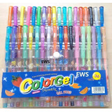36 Canetas Gel Coloridas Perfumadas Glitter Exterior Colorido