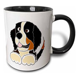 3drose Bonito Bernese Mountain Dog Arte Caneca, 11 Oz, Preto