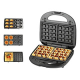 3em1 Portátil Sanduicheiras Waffle Donuts Fast Antiaderente Cor Preto 220v
