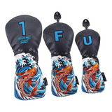 3pcs Capas De Cabeça De Madeira Driver Fairway Wood Preto