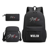 3pcs Set Stray Kids Hyunjin Crianças Mochilas Escolares Cool