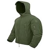 3rd Hill Jaqueta Masculina Tática Esportiva Esportiva Quente Com 6 Bolsos Com Zíper Com Capuz Inverno à Prova De Vento Ao Ar Livre Verde Militar G