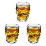 3un Copo Vidro Dose Shot Caveira 50ml Cachaça Tequila