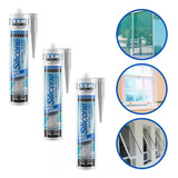 3un Silicone Acético Transparente Vidros E Aluminio Tekbond Cor Incolor
