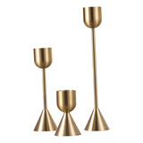3x Castiçais Cônicos Decorativos, Castiçal Retrô Vintage