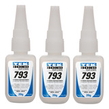 3x Cola Instantânea 793 20g Tek Bond Adesivo Super Cola