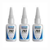 3x Cola Instantânea Tekbond 793 20g Bico Anti Entupimento Cor Incolor