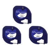 3x Fita Plástica 91201 P/ Rotuladora Dymo Letratag Etiqueta
