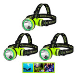 3x Lanterna Cabeça Mergulho Pesca Led 30m Usb Prova D'água