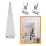 3x Perfil Slim Embutido Branco 2 Metros 30mm + 12x Presilha