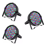 3x Refletores Parled Strobo 64 Rgbw 54 Led 3w Dmx Luz Festa