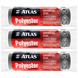 3x Rolo 23cm Atlas Poliéster Resistente A Solventes Minerais